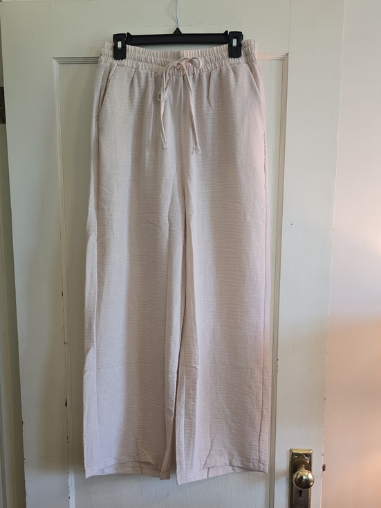 Zenana Outfitters Pants - NWOT Cream Wide-Leg Drawstring Pants- L